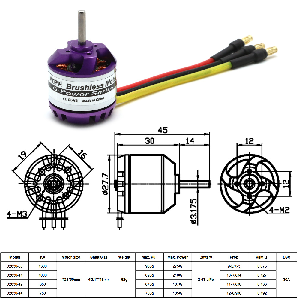 D2830 1300KV 1000KV 850KV  750 - огляд і ціна Brushed Drone Motor